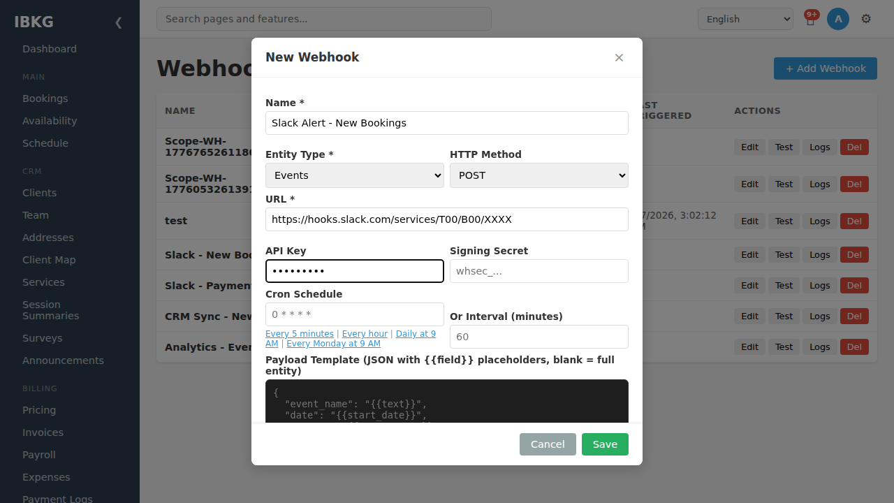 Webhook configuration