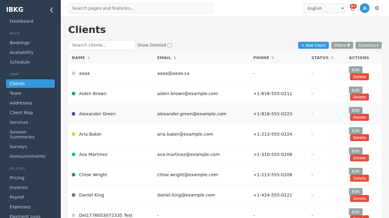 Clients list