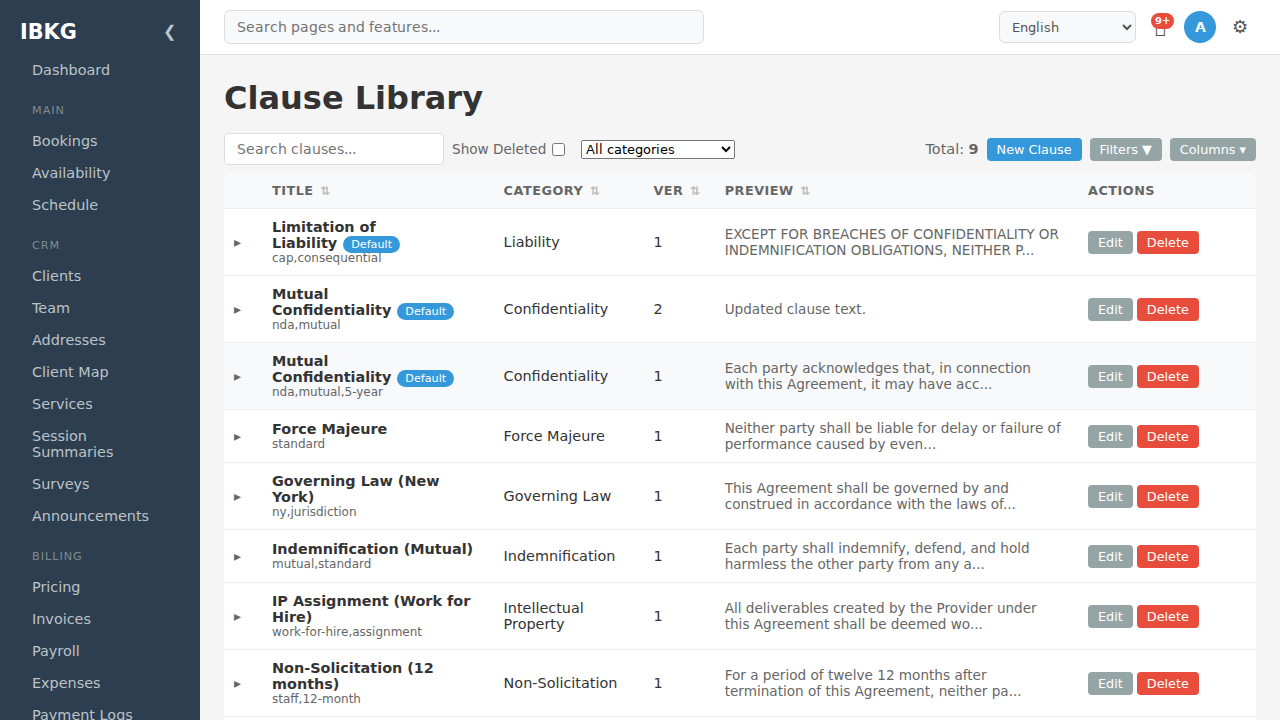 Clause library