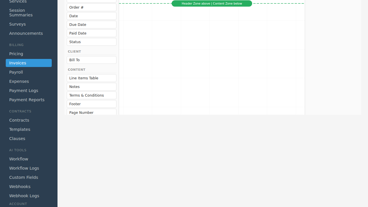 Designer scrolled to show all fields