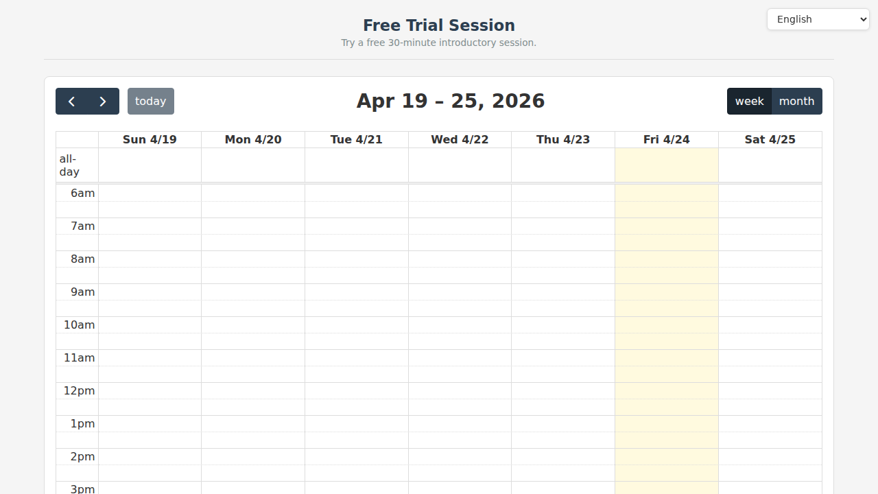 Public booking page