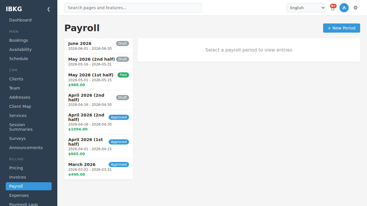 Payroll page